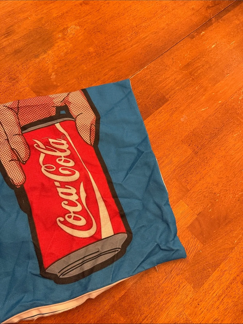 Vintage Coca-Cola Red Can Pop Art Blue pillow cover